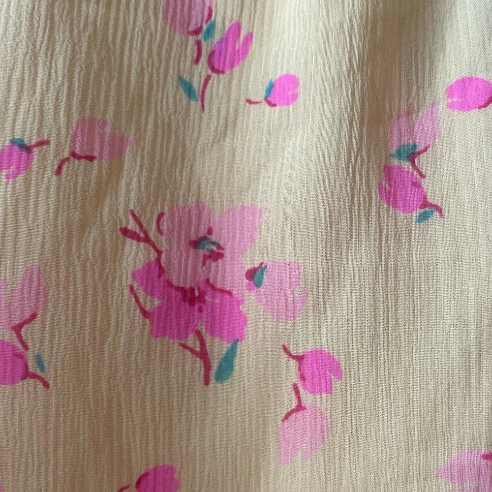 Linea by Louis Dell'Olio Yellow and Pink Floral 100% Silk Blouse - Picture 6 of 7